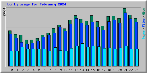 Hourly usage for February 2024